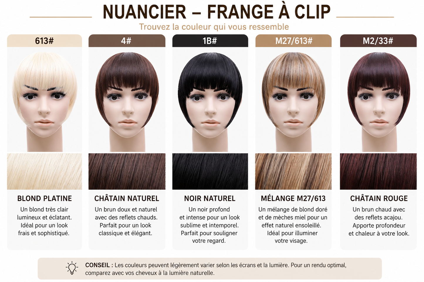Frange à clipser synthétique