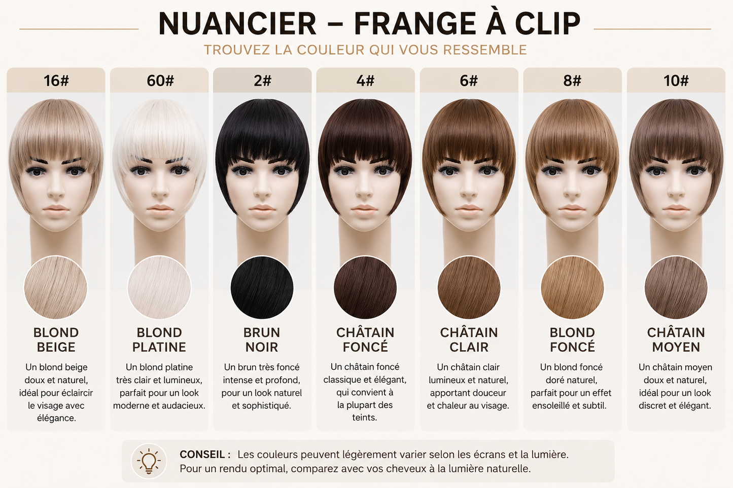 Frange à clipser synthétique