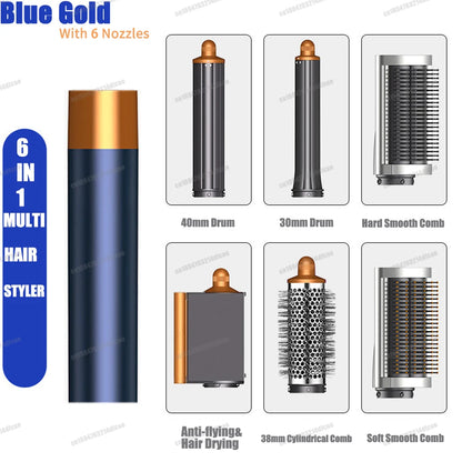 Outil multifonctionnel 6 en 1 pour cheveux, sèche-cheveux, bigoudi, brosse à Air chaud ionique, lisseur avec tête détachable