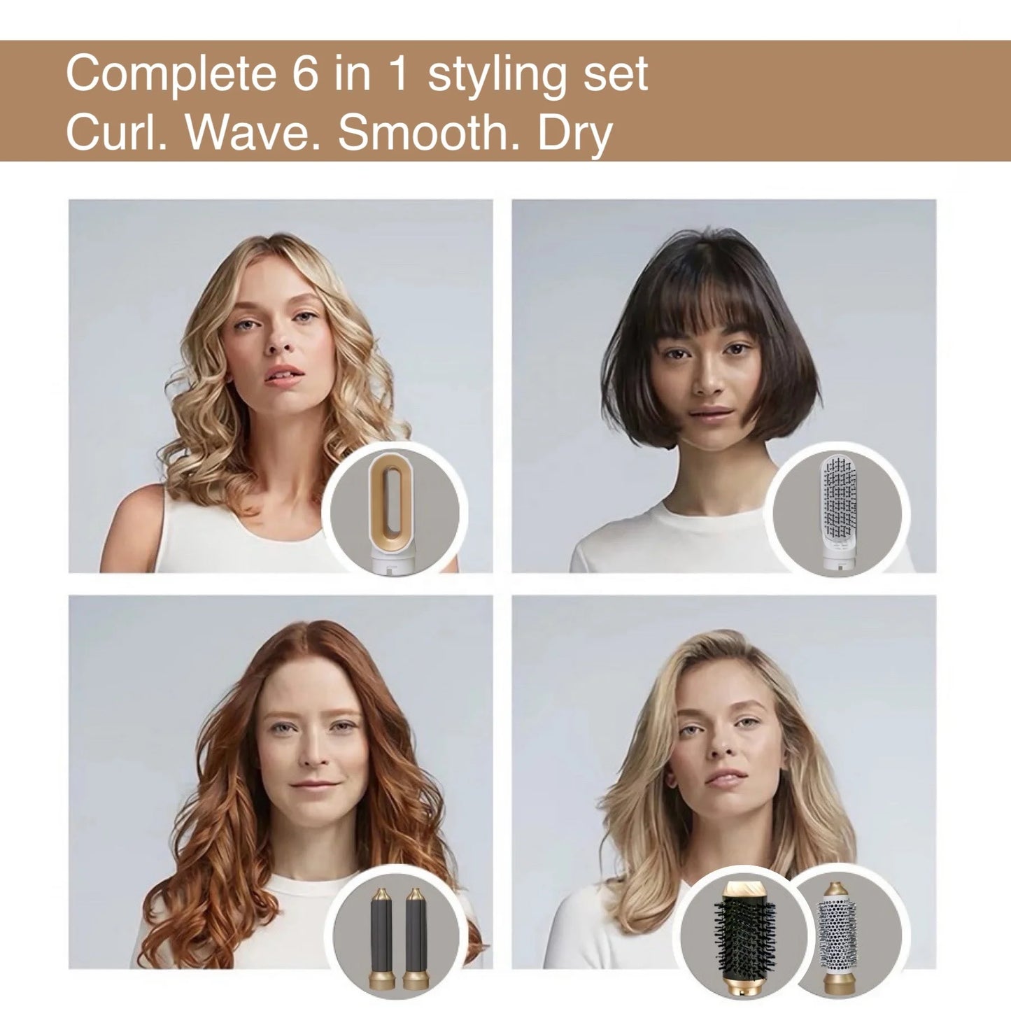 Brosse sèche-cheveux 6 en 1 | Multifonction